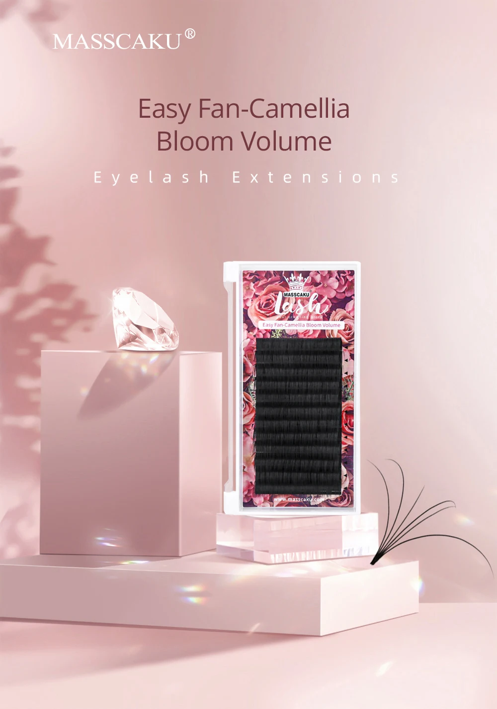 MASSCAKU Easy Fan Blooming Faux Mink Lashes Eyelashes Blooming Volume Eyelashes Long Lasting Eyelash Extension