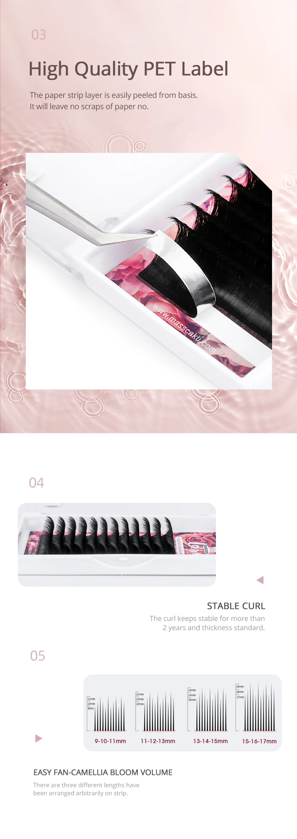 MASSCAKU Easy Fan Blooming Faux Mink Lashes Eyelashes Blooming Volume Eyelashes Long Lasting Eyelash Extension