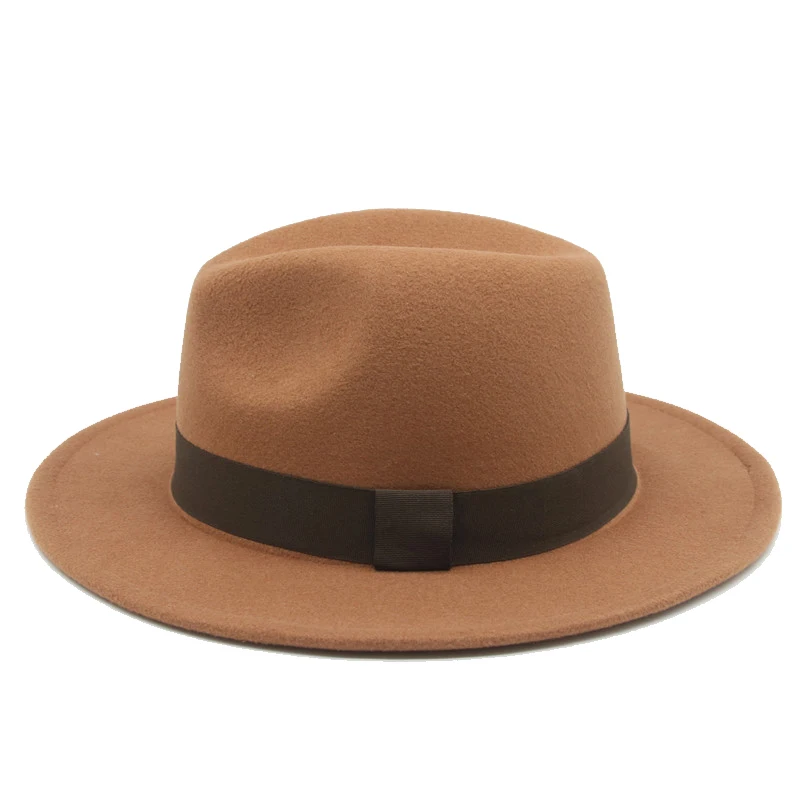 Fedora Hat Women Winter Hats for Women Ribbon Band Men's Hat Wide Brim Classic Beige Wedding Church Bowler New Cap Chapeau Femme