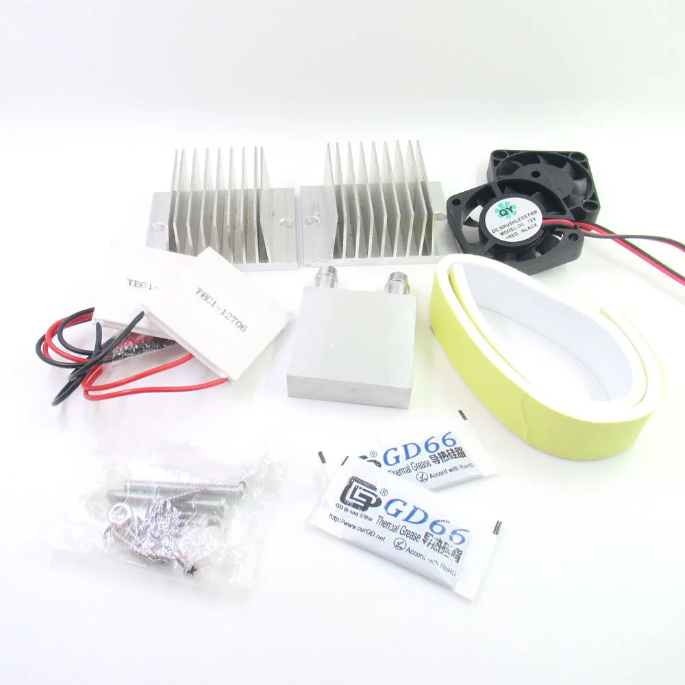 DIY Semiconductor Refrigeration System Kit Mini Refrigerator Cooler 12V Conduction Module+Water Cooling Head+Fan+TEC1-12706