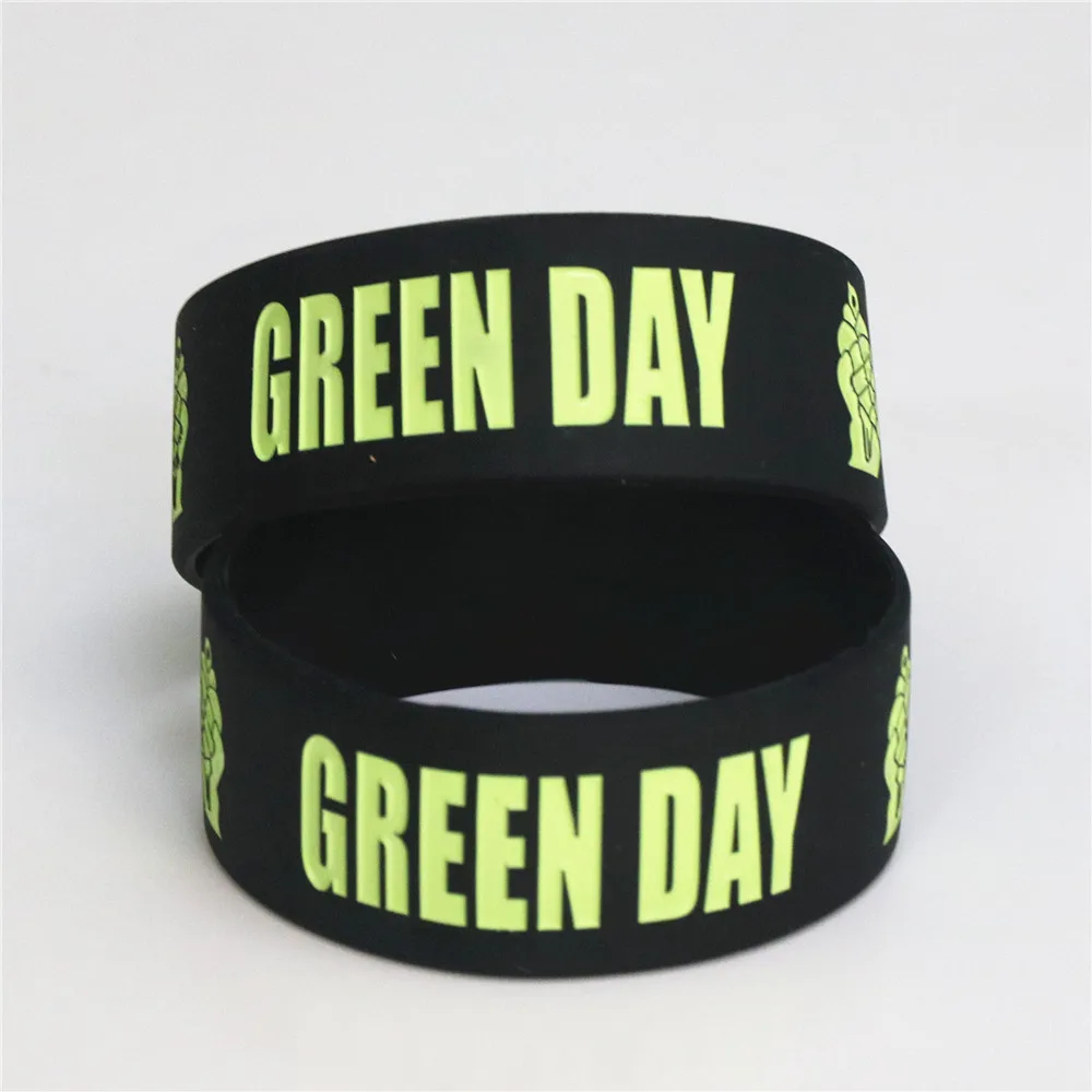 Hot Sale 1PC GREEN DAY Silicone Bracelets & Bangles Black Silicone Wristband BRACELET for Music Bands Fans Concert Gifts SH070