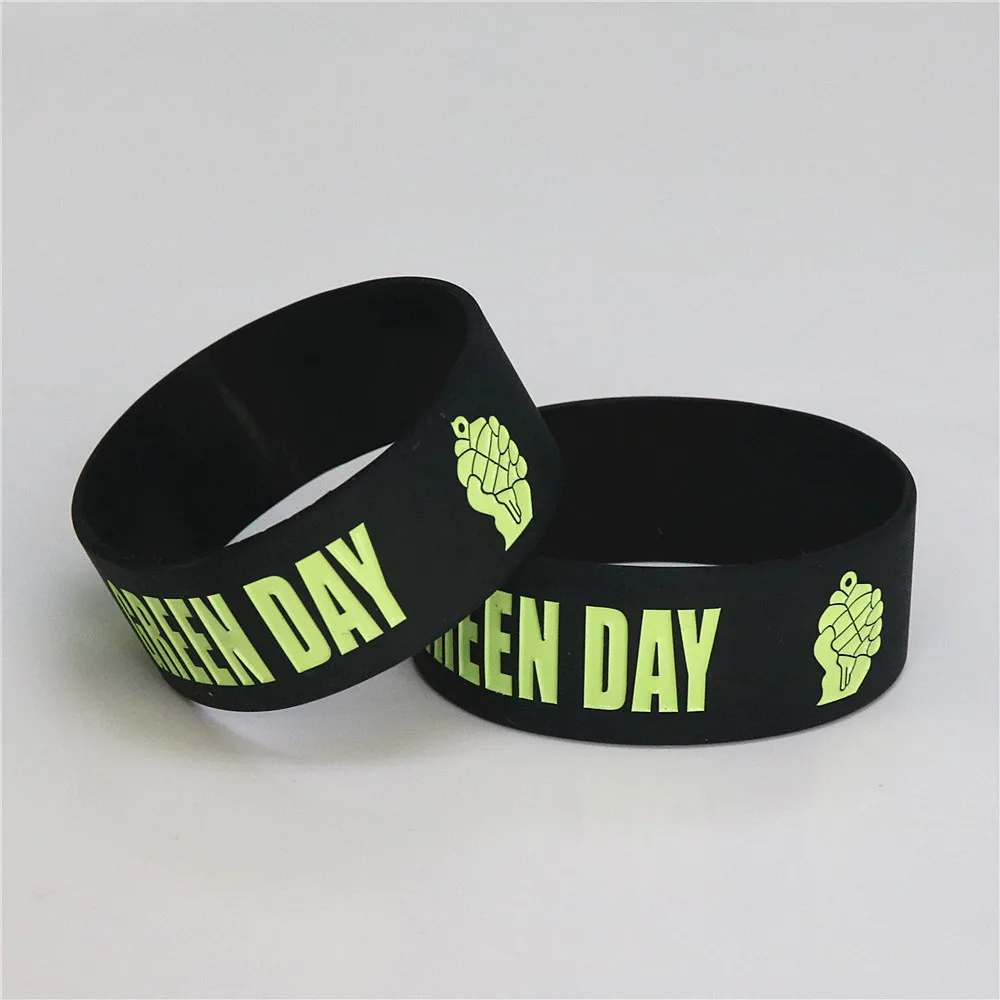 Hot Sale 1PC GREEN DAY Silicone Bracelets & Bangles Black Silicone Wristband BRACELET for Music Bands Fans Concert Gifts SH070