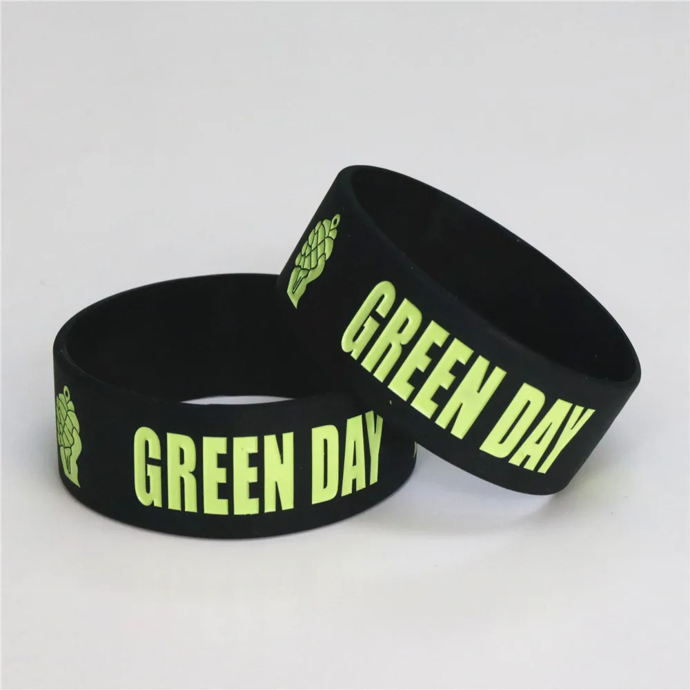 Hot Sale 1PC GREEN DAY Silicone Bracelets & Bangles Black Silicone Wristband BRACELET for Music Bands Fans Concert Gifts SH070