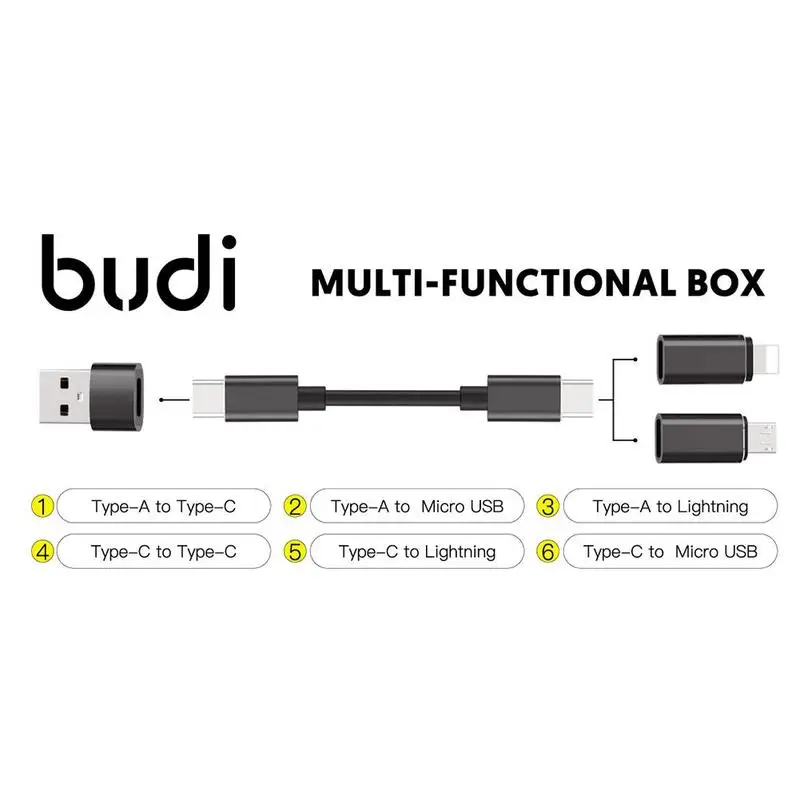 BUDI Multi-function Smart Adapter Card Storage Data Cable USB Box Universal Card Reader for iphone USB Hub for Computer
