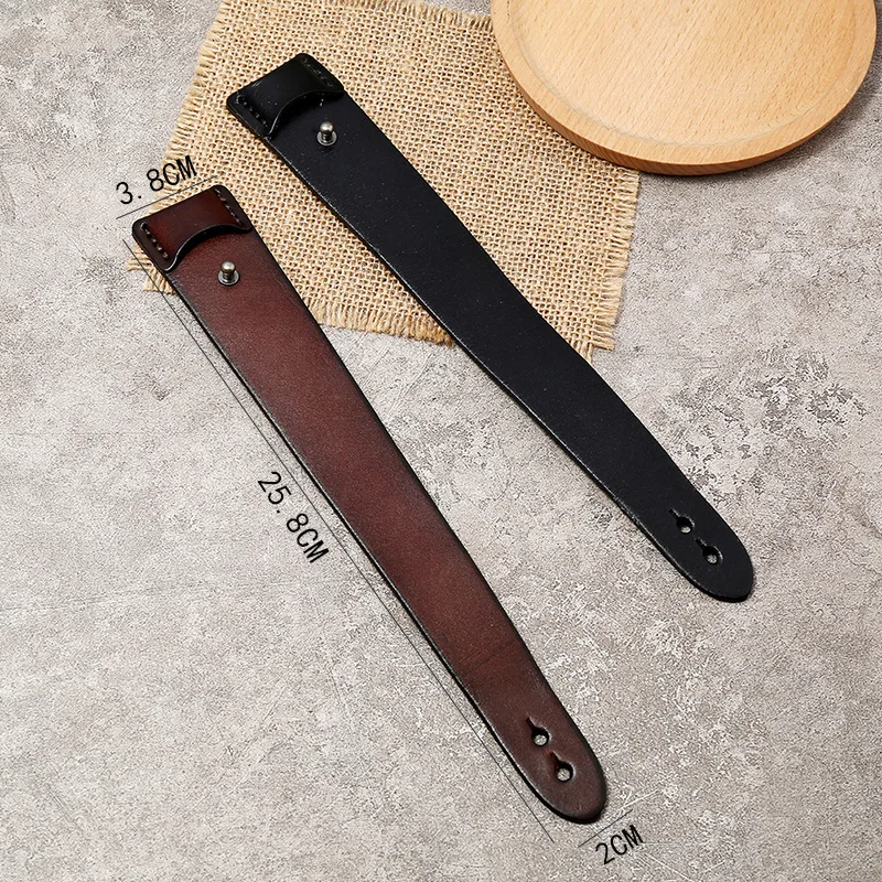VOQ Punk Geometric Design Black with Brown Genuine Leather Wristband Cuff Bracelet for Unisex Jewelry Creative Gifts Pulseras