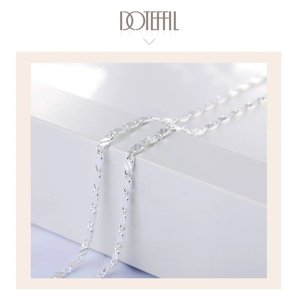 DOTEFFIL 925 Sterling Silver 16/18/20/22/24/26/28/30 Inch 2mm Charm Chain Necklace For Women Man Fashion Wedding Party Jewelry