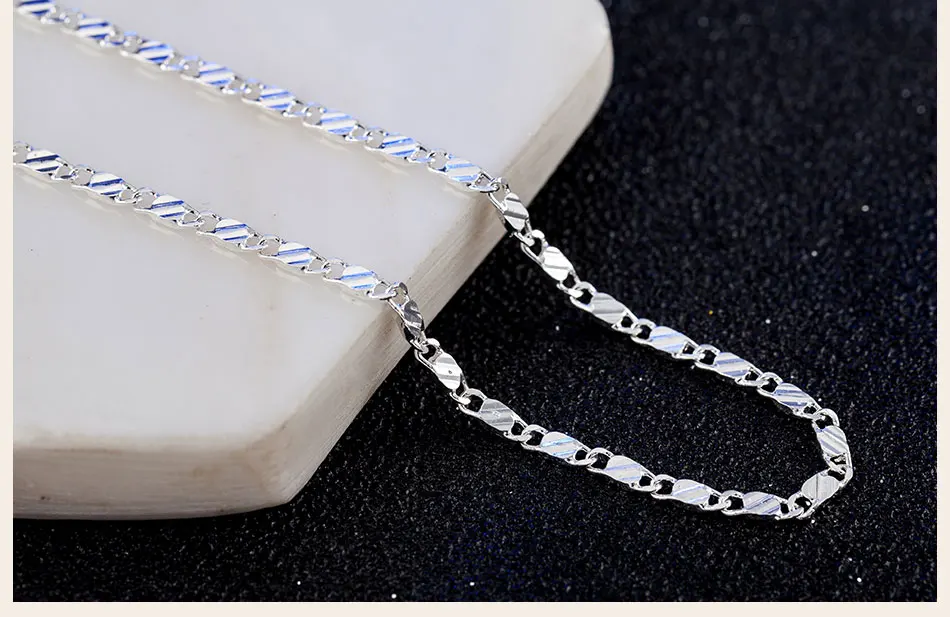 DOTEFFIL 925 Sterling Silver 16/18/20/22/24/26/28/30 Inch 2mm Charm Chain Necklace For Women Man Fashion Wedding Party Jewelry