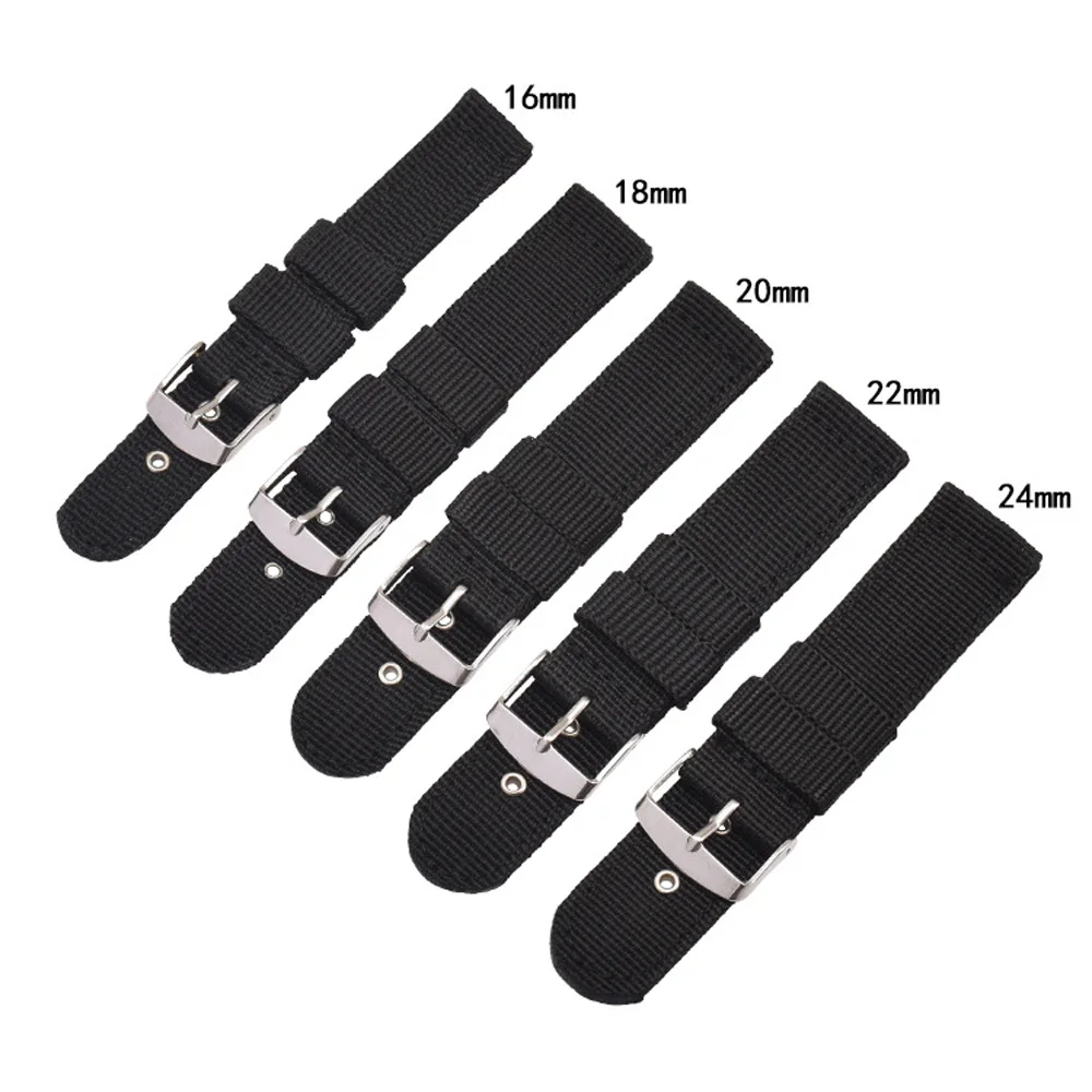 16mm 18mm 20mm 22mm 24mm Waterproof Watch Band Soft and Comfortable Nylon Strap Universal Replacement Canvas Watchband