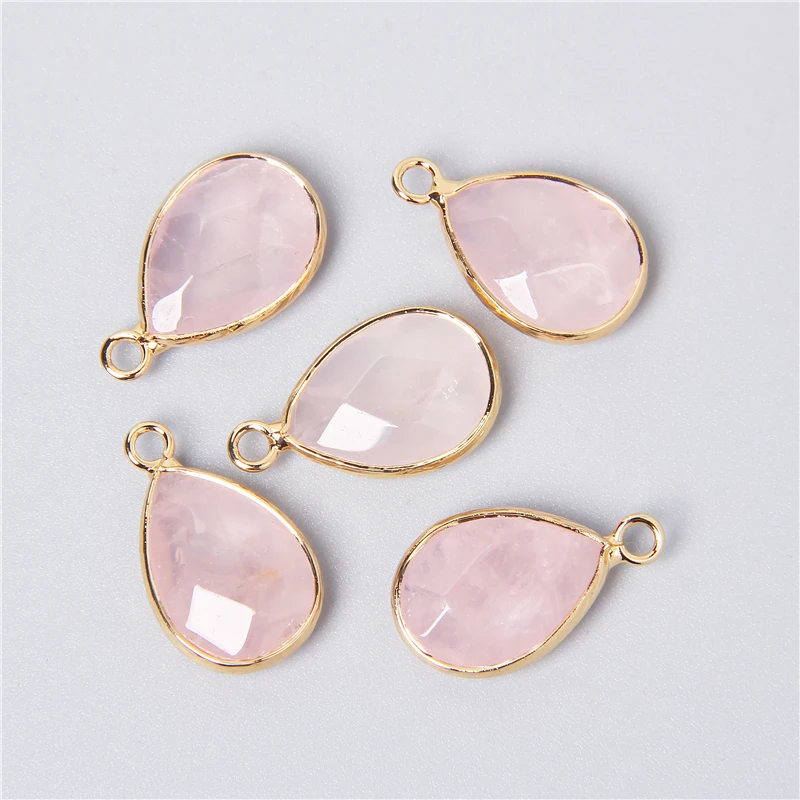 3pcs/set Natural Aventurine Rose Pink Quartzs Opal Stone Pendants Charm DIY Making Necklace Earrings For Women Exquisite Jewelry