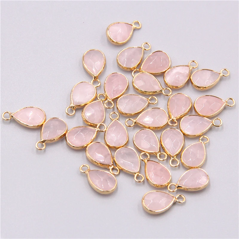 3pcs/set Natural Aventurine Rose Pink Quartzs Opal Stone Pendants Charm DIY Making Necklace Earrings For Women Exquisite Jewelry