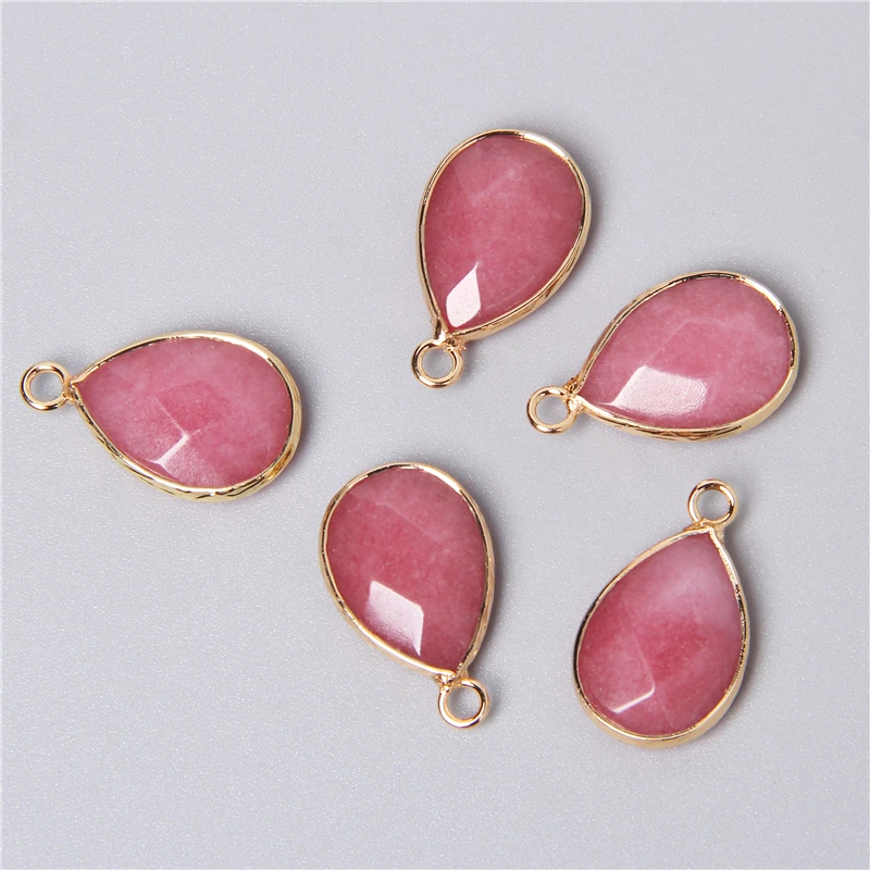 3pcs/set Natural Aventurine Rose Pink Quartzs Opal Stone Pendants Charm DIY Making Necklace Earrings For Women Exquisite Jewelry