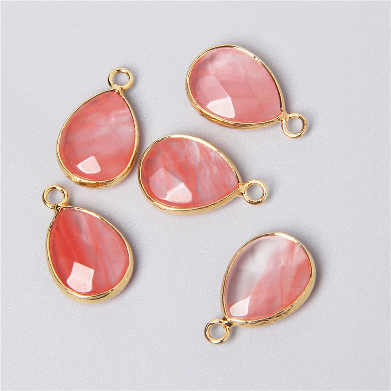 3pcs/set Natural Aventurine Rose Pink Quartzs Opal Stone Pendants Charm DIY Making Necklace Earrings For Women Exquisite Jewelry