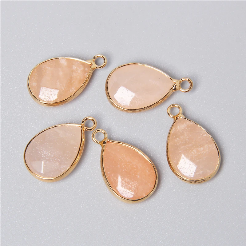 3pcs/set Natural Aventurine Rose Pink Quartzs Opal Stone Pendants Charm DIY Making Necklace Earrings For Women Exquisite Jewelry