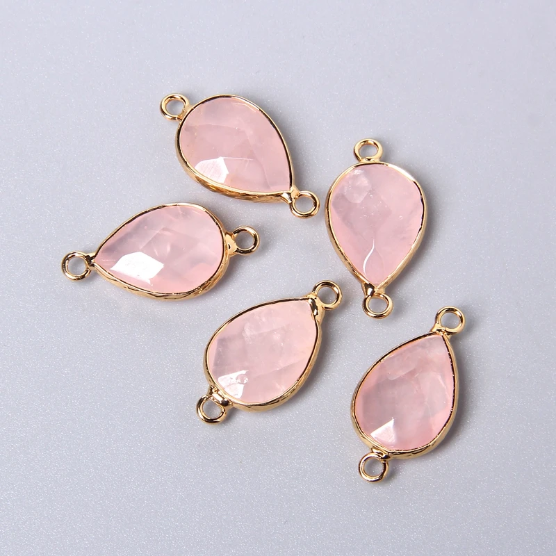 3pcs/set Natural Aventurine Rose Pink Quartzs Opal Stone Pendants Charm DIY Making Necklace Earrings For Women Exquisite Jewelry