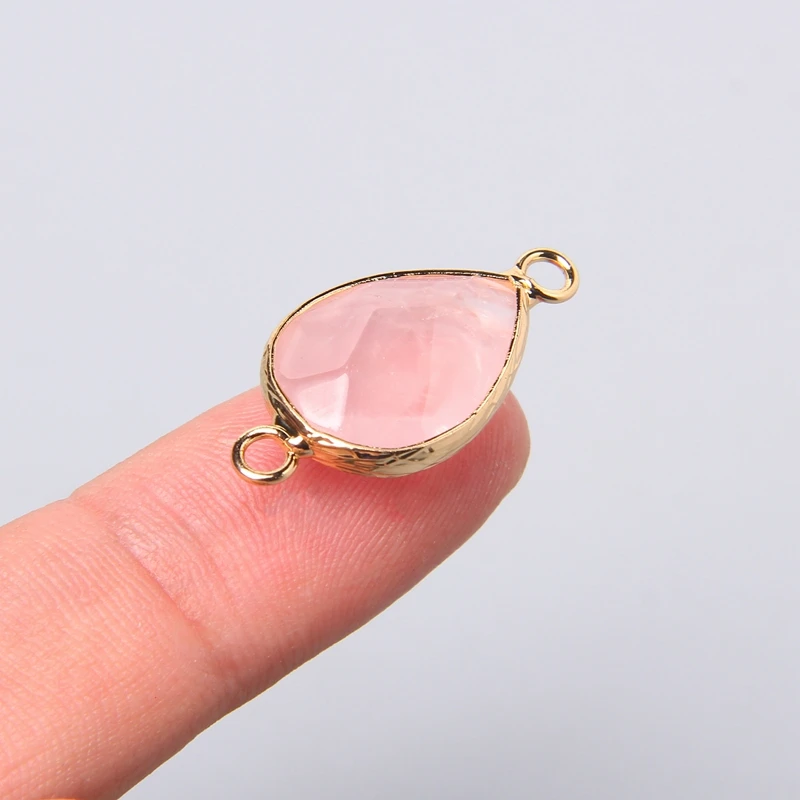3pcs/set Natural Aventurine Rose Pink Quartzs Opal Stone Pendants Charm DIY Making Necklace Earrings For Women Exquisite Jewelry