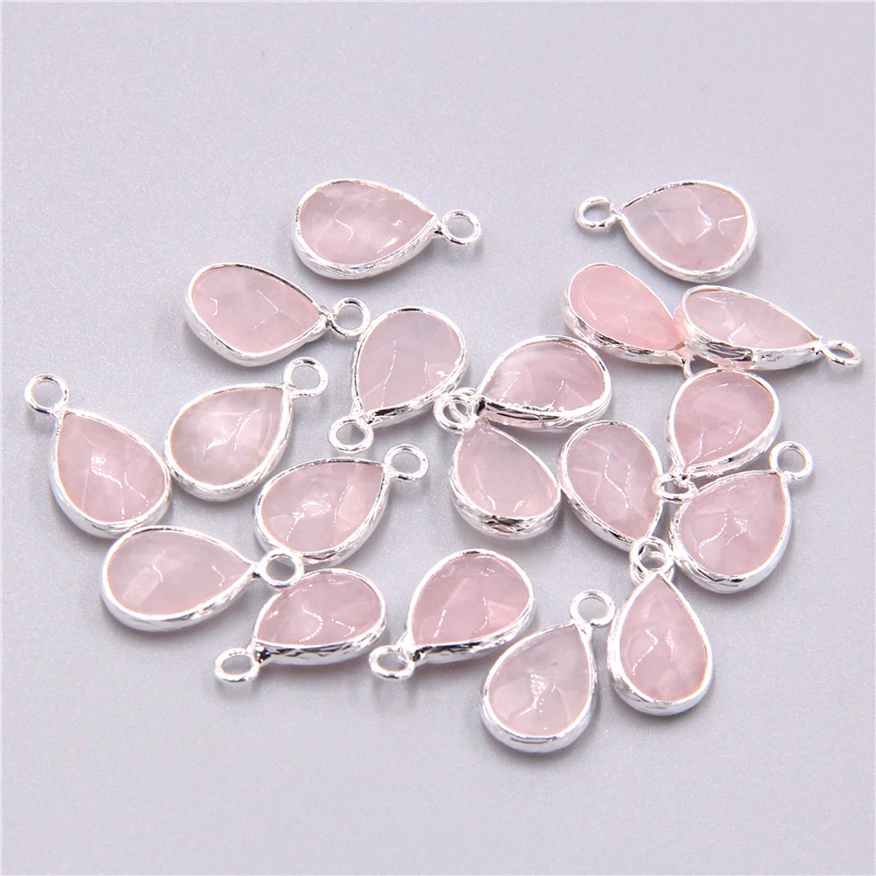 3pcs/set Natural Aventurine Rose Pink Quartzs Opal Stone Pendants Charm DIY Making Necklace Earrings For Women Exquisite Jewelry
