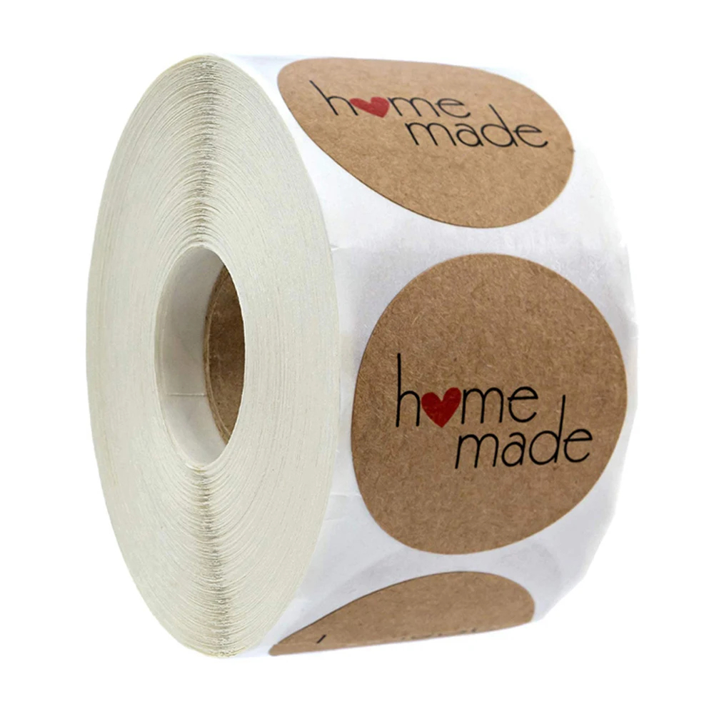 50-500pcs Kraft Paper Homemade With Love Stickers Scrapbooking For Envelope And Package Seal Labels Sticker Stationery Handmade