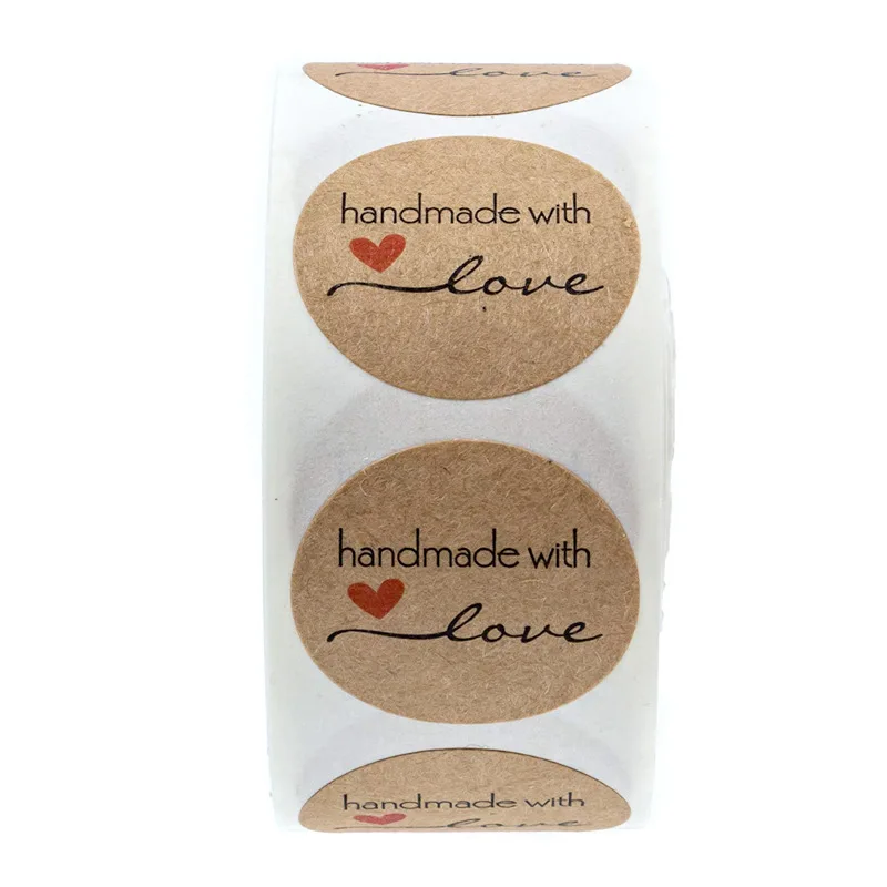 50-500pcs Kraft Paper Homemade With Love Stickers Scrapbooking For Envelope And Package Seal Labels Sticker Stationery Handmade
