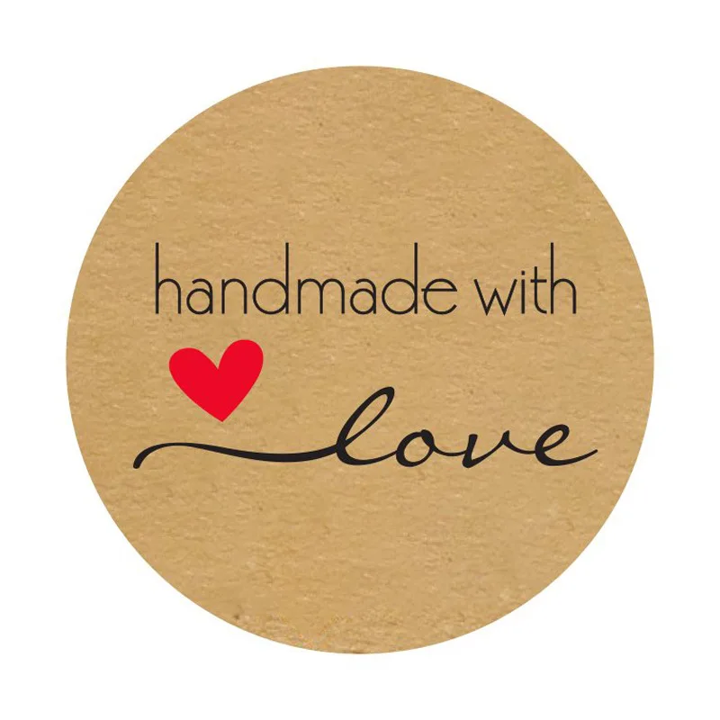 50-500pcs Kraft Paper Homemade With Love Stickers Scrapbooking For Envelope And Package Seal Labels Sticker Stationery Handmade