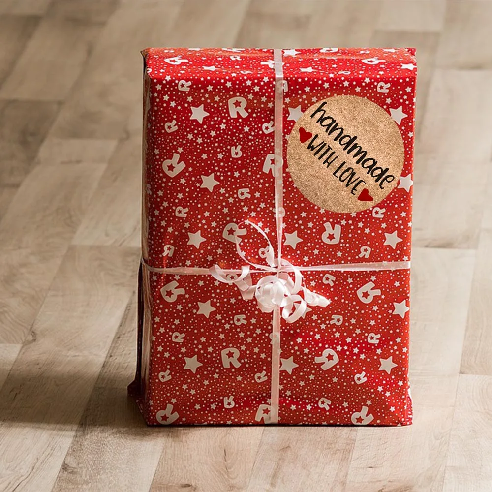 50-500pcs Kraft Paper Homemade With Love Stickers Scrapbooking For Envelope And Package Seal Labels Sticker Stationery Handmade