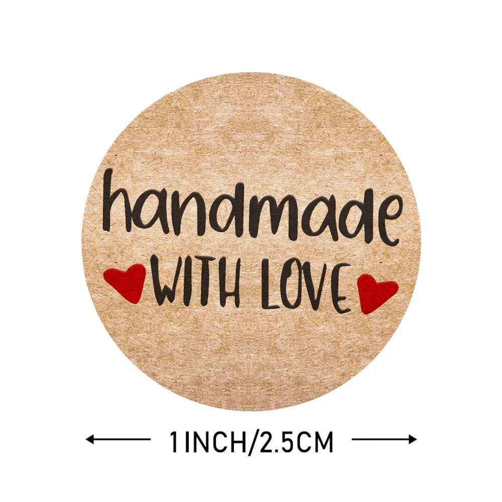 50-500pcs Kraft Paper Homemade With Love Stickers Scrapbooking For Envelope And Package Seal Labels Sticker Stationery Handmade
