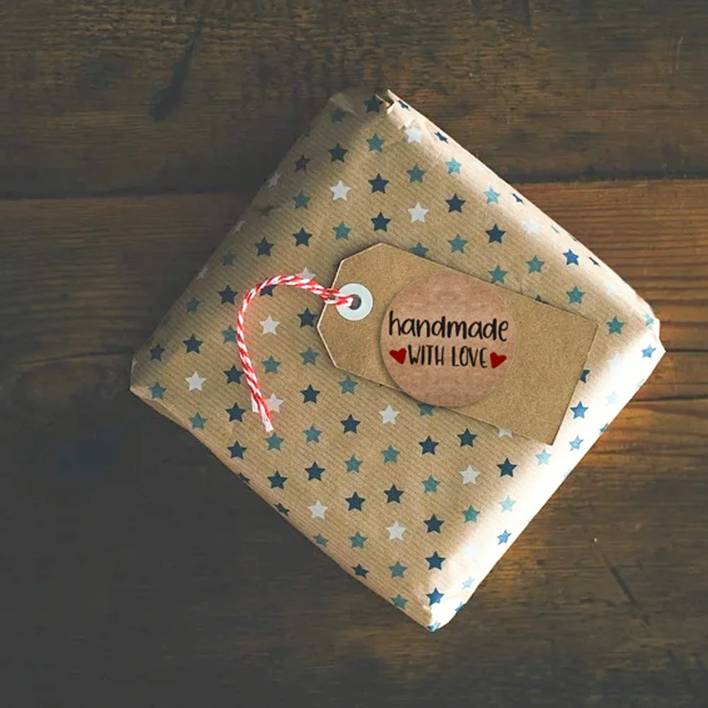 50-500pcs Kraft Paper Homemade With Love Stickers Scrapbooking For Envelope And Package Seal Labels Sticker Stationery Handmade