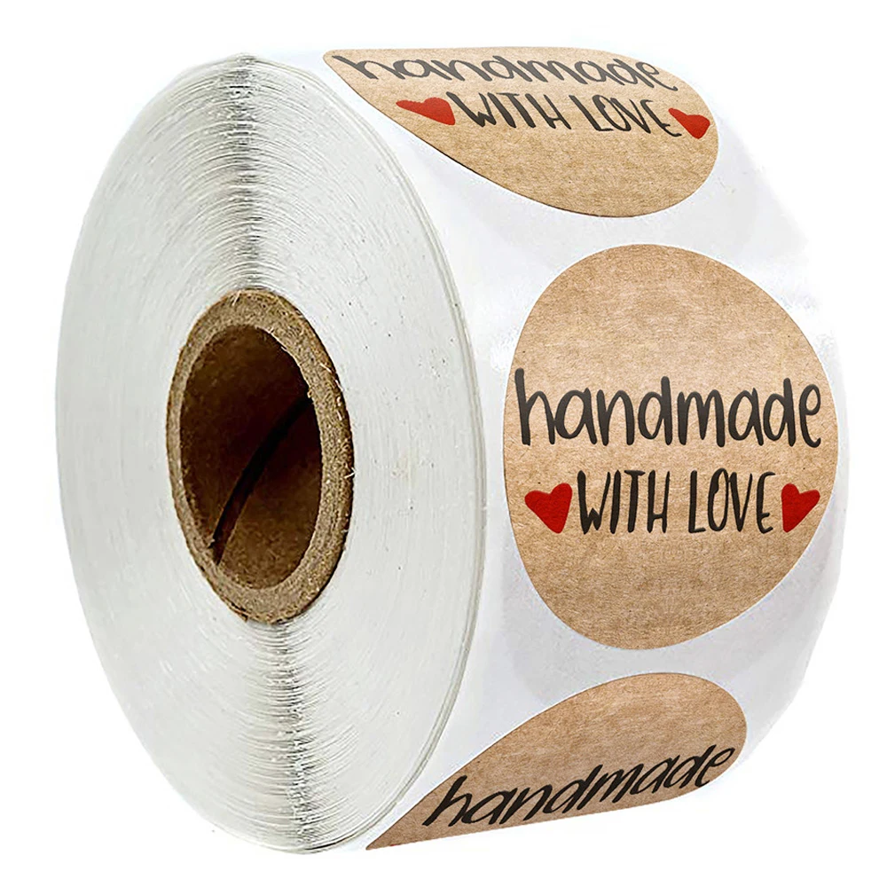 50-500pcs Kraft Paper Homemade With Love Stickers Scrapbooking For Envelope And Package Seal Labels Sticker Stationery Handmade