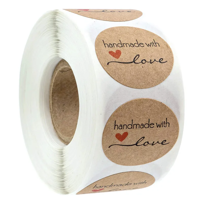 50-500pcs Kraft Paper Homemade With Love Stickers Scrapbooking For Envelope And Package Seal Labels Sticker Stationery Handmade
