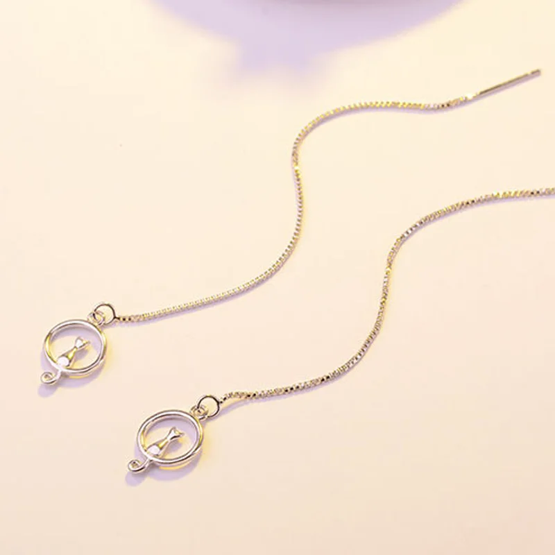 New Fashion Minimalist Long Earring Silver Color Simple Tassel Chain Statement Earrings Women Korea Joker Ear Line Jewelry Gift