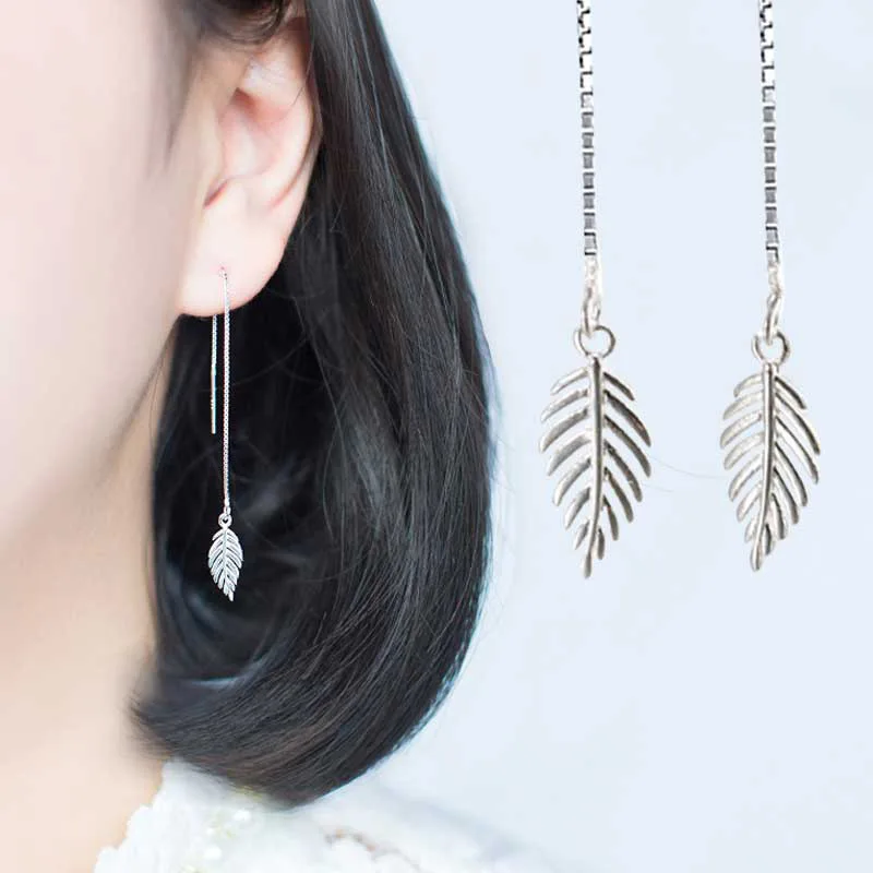New Fashion Minimalist Long Earring Silver Color Simple Tassel Chain Statement Earrings Women Korea Joker Ear Line Jewelry Gift