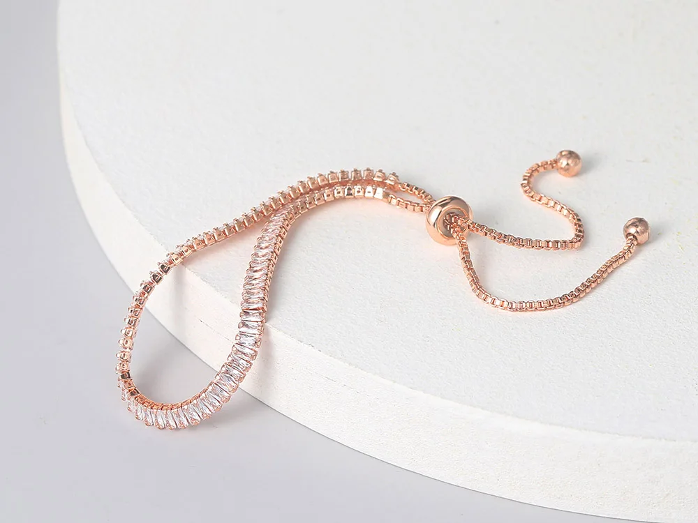Adjustable Tennis CZ Bracelet For Women Sparking Zircon Rose Gold Color Bracelet on Hand Gift to Friends Fashion Jewelry H017