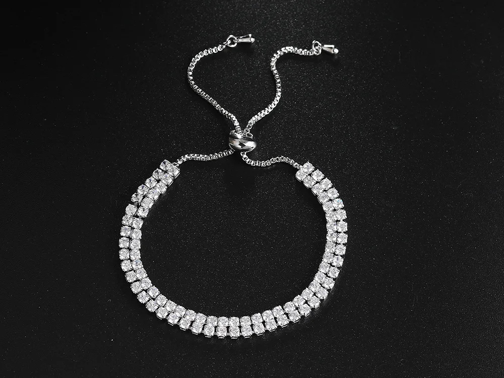 Adjustable Tennis CZ Bracelet For Women Sparking Zircon Rose Gold Color Bracelet on Hand Gift to Friends Fashion Jewelry H017