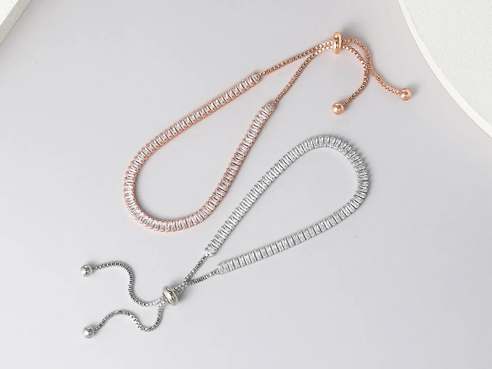 Adjustable Tennis CZ Bracelet For Women Sparking Zircon Rose Gold Color Bracelet on Hand Gift to Friends Fashion Jewelry H017
