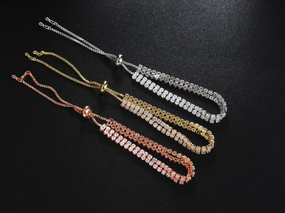 Adjustable Tennis CZ Bracelet For Women Sparking Zircon Rose Gold Color Bracelet on Hand Gift to Friends Fashion Jewelry H017