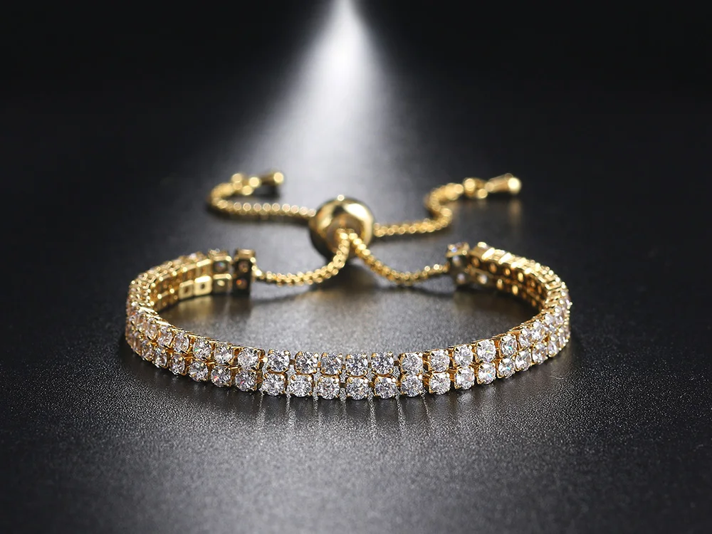Adjustable Tennis CZ Bracelet For Women Sparking Zircon Rose Gold Color Bracelet on Hand Gift to Friends Fashion Jewelry H017