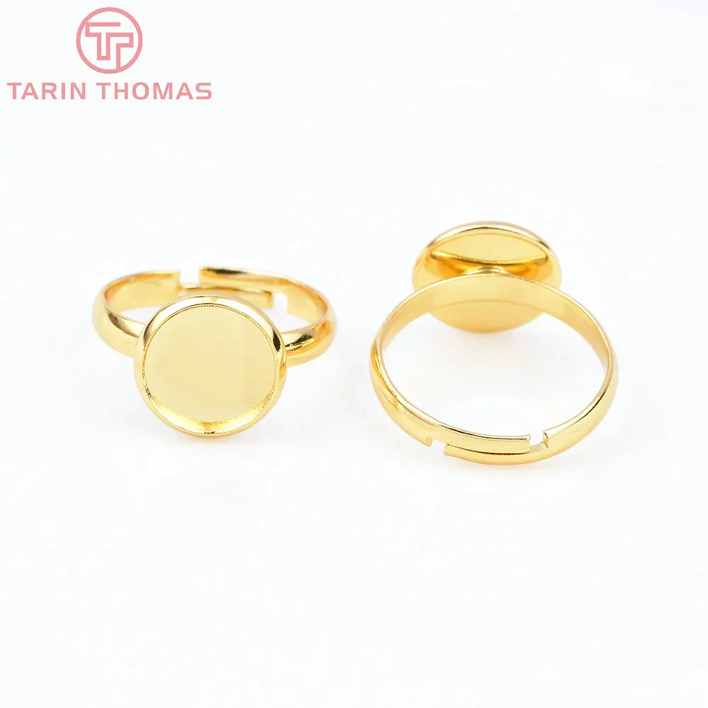 (3408) 6PCS 19.5MM 24K Gold Color Brass Fit Cabochon Beads Round Trays Bezels Base Rings Settings Jewelry Findings Accessories