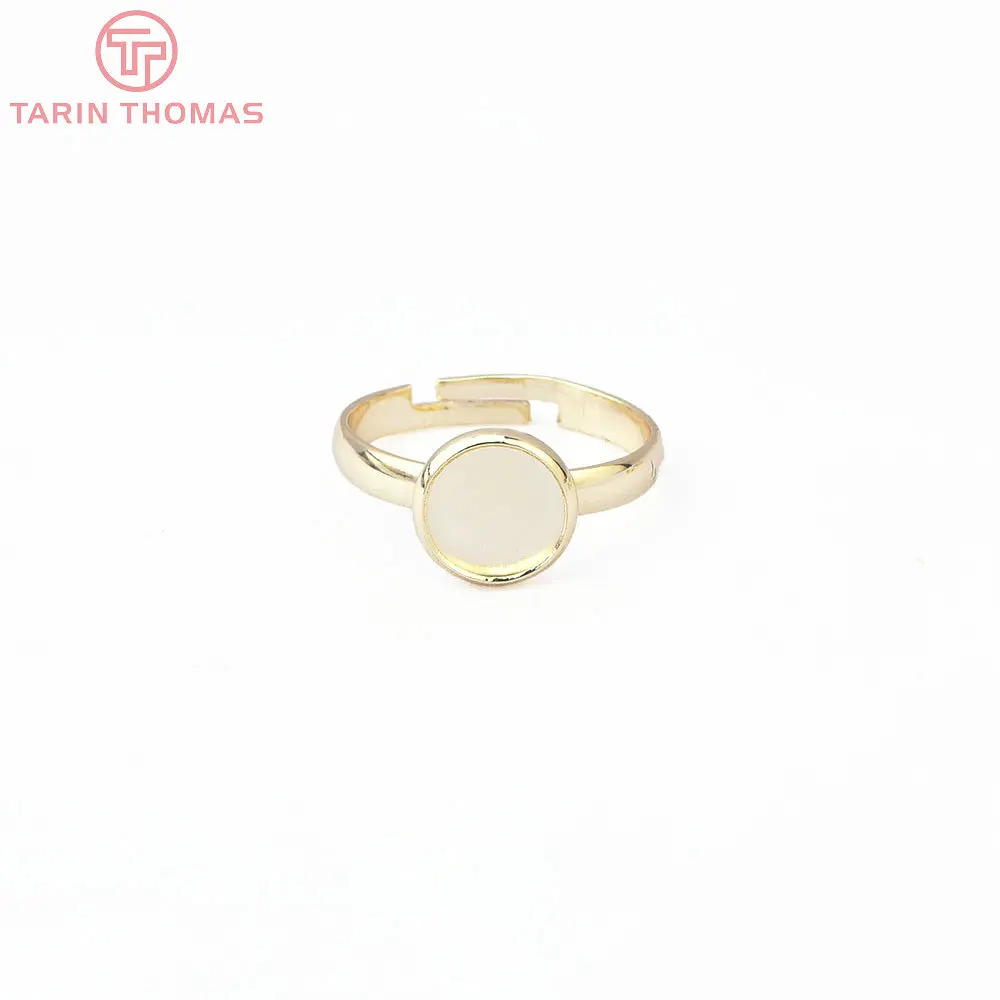 (3408) 6PCS 19.5MM 24K Gold Color Brass Fit Cabochon Beads Round Trays Bezels Base Rings Settings Jewelry Findings Accessories