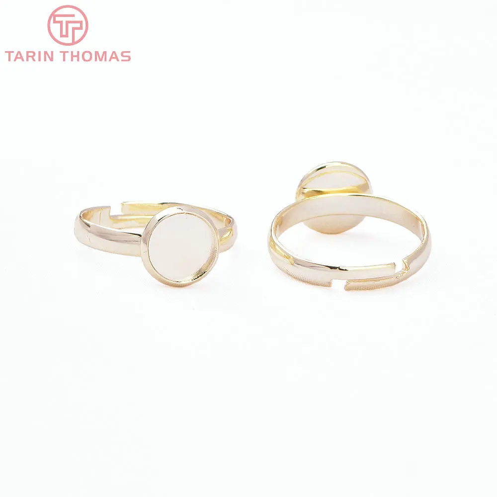 (3408) 6PCS 19.5MM 24K Gold Color Brass Fit Cabochon Beads Round Trays Bezels Base Rings Settings Jewelry Findings Accessories