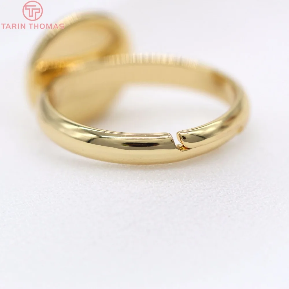 (3408) 6PCS 19.5MM 24K Gold Color Brass Fit Cabochon Beads Round Trays Bezels Base Rings Settings Jewelry Findings Accessories