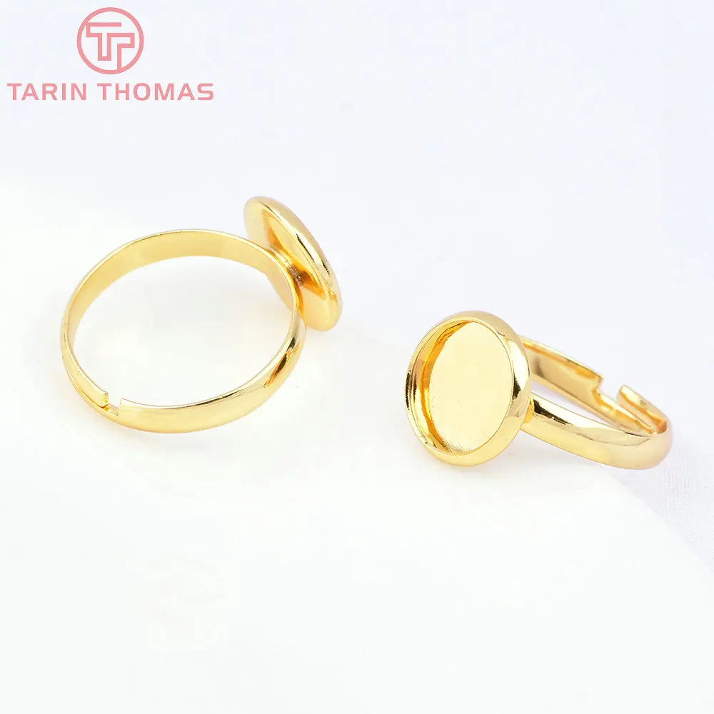 (3408) 6PCS 19.5MM 24K Gold Color Brass Fit Cabochon Beads Round Trays Bezels Base Rings Settings Jewelry Findings Accessories