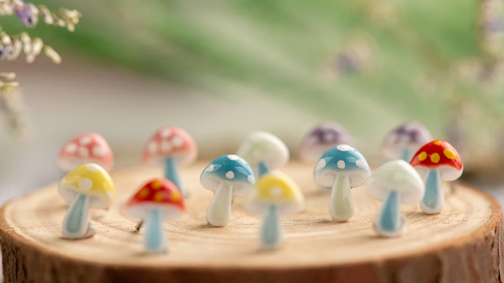 Multicolor Mushrooms Ceramic Earrings Fashion Gift Ear Studs Jewelry Wholesale For Women Girl #LY335