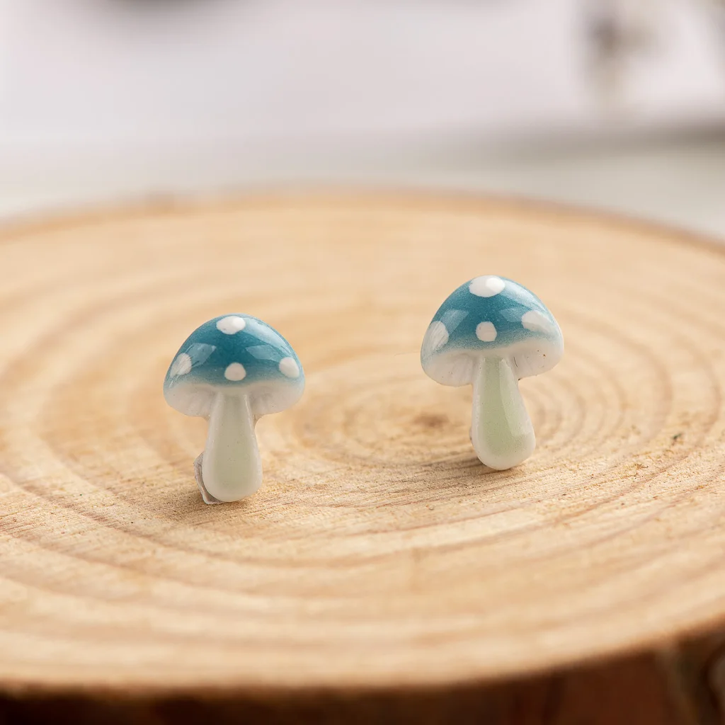 Multicolor Mushrooms Ceramic Earrings Fashion Gift Ear Studs Jewelry Wholesale For Women Girl #LY335