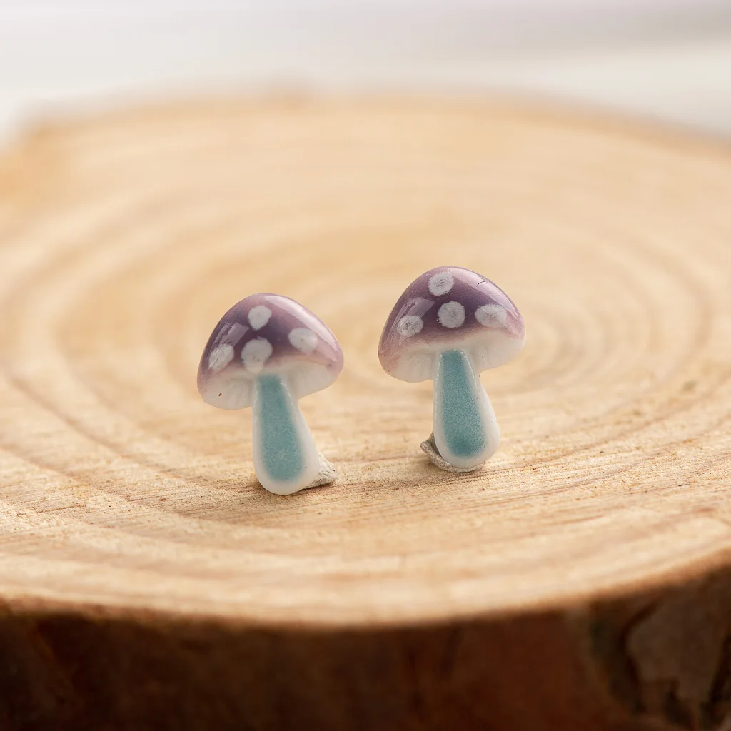 Multicolor Mushrooms Ceramic Earrings Fashion Gift Ear Studs Jewelry Wholesale For Women Girl #LY335