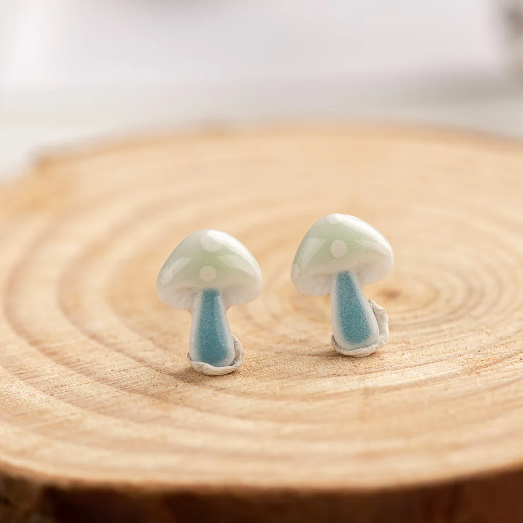 Multicolor Mushrooms Ceramic Earrings Fashion Gift Ear Studs Jewelry Wholesale For Women Girl #LY335