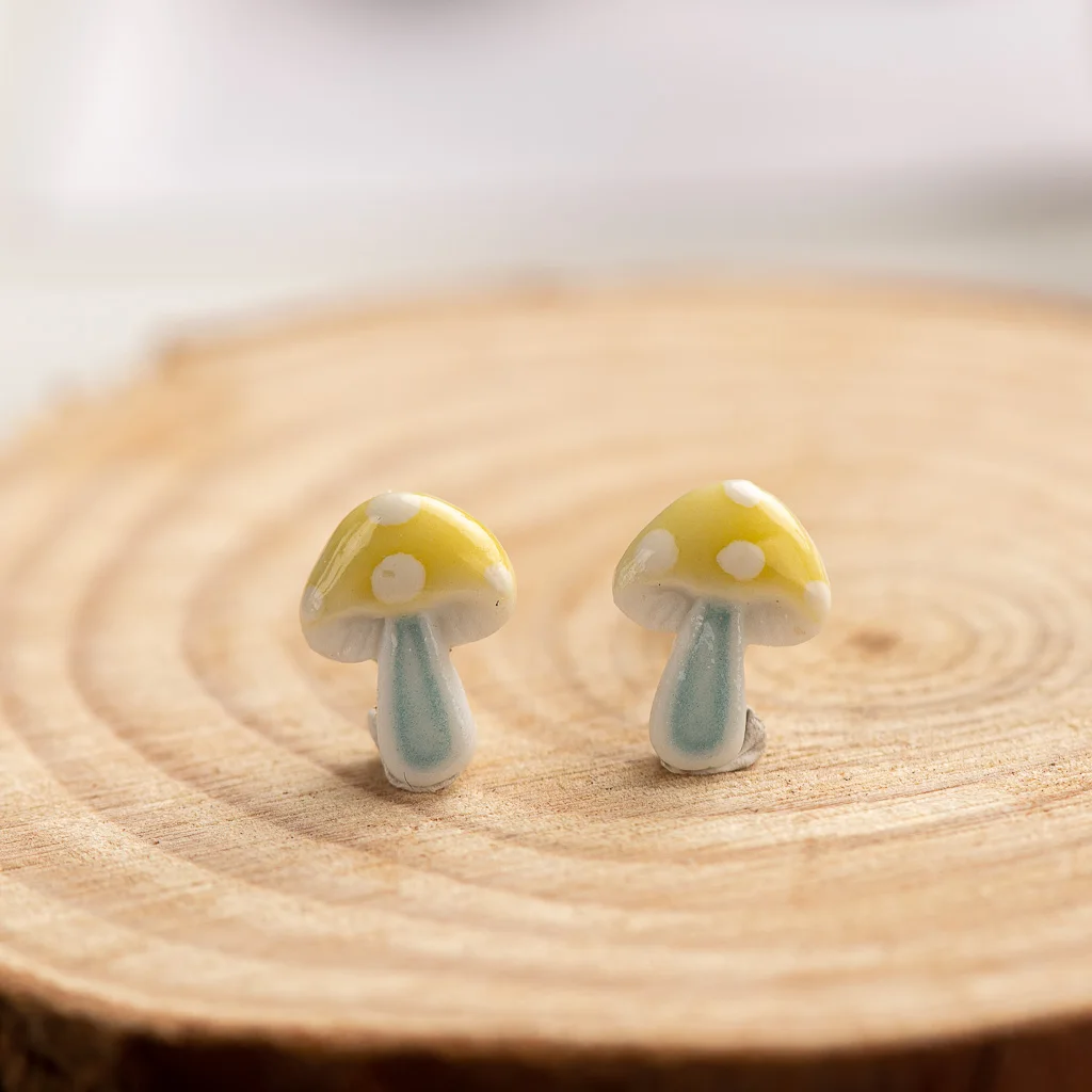 Multicolor Mushrooms Ceramic Earrings Fashion Gift Ear Studs Jewelry Wholesale For Women Girl #LY335