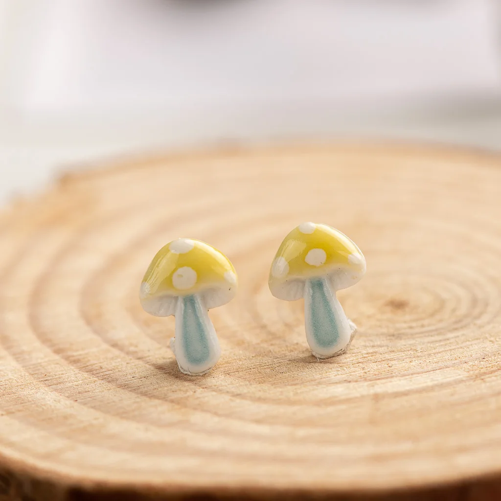 Multicolor Mushrooms Ceramic Earrings Fashion Gift Ear Studs Jewelry Wholesale For Women Girl #LY335