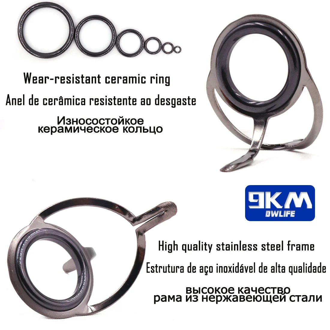 Fishing Rod Guide 9~200Pcs Stainless Steel Ceramics Rings Rod Repair Kit Spinning Casting Mixed Size Replacement Accessories