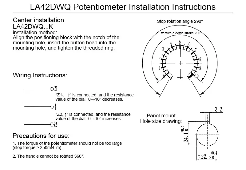 1K 2K 3K 5k 10k 20k 100k LA42DWQ Ohm Special Variable Frequency Speed Regulating Potentiometer Frequency Converter Switch