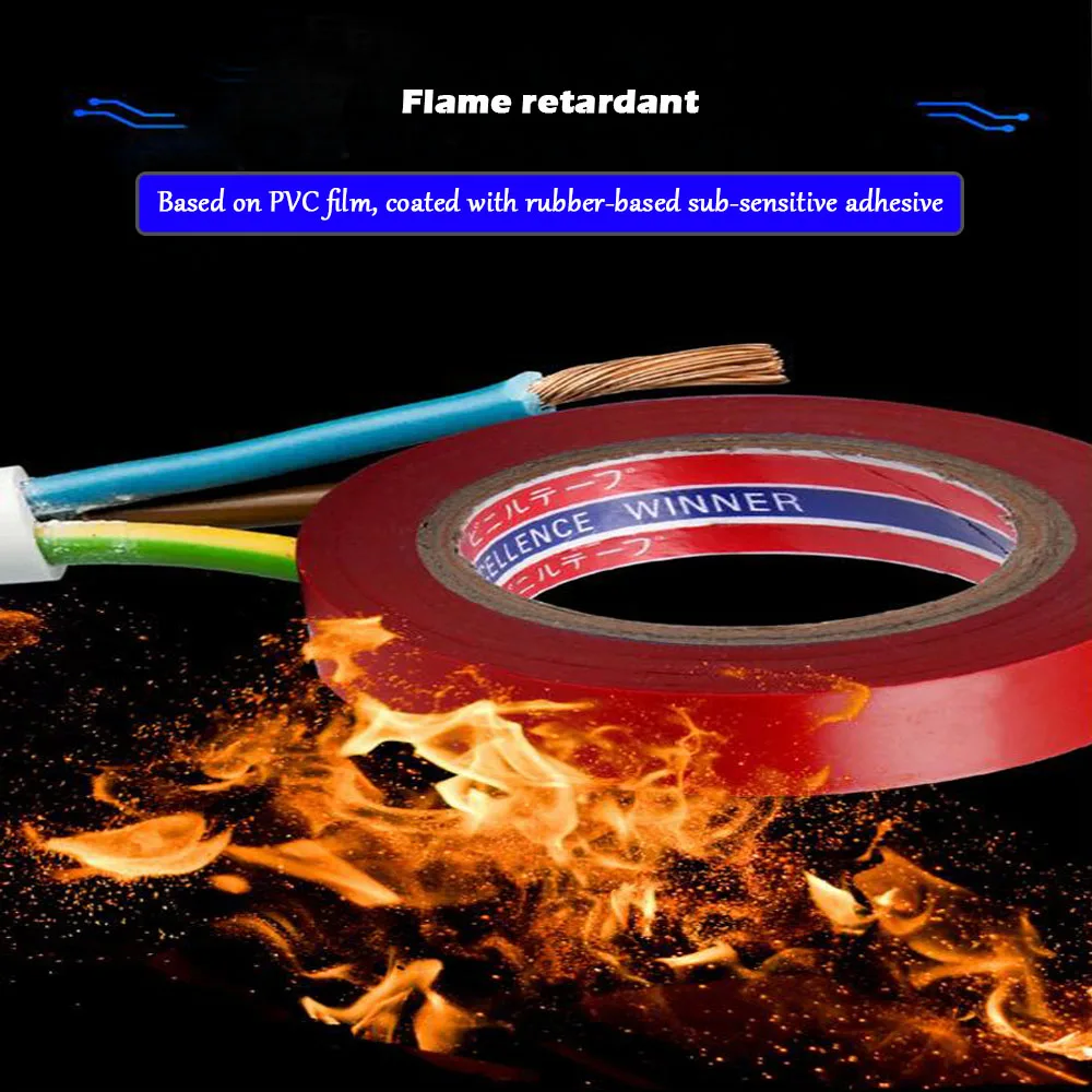 1PC 10 Meters Strong Electrical Tape Color Wear-resistant Lead-free Electrical Insulation Electrical Tape PVC Fame Retardant
