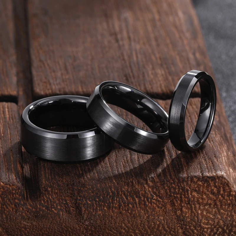 Kolmnsta 4/6/8mm Black Ceramic Ring Anti-Allergy Men Brushed Couple Wedding Band Engagement Rings For Women Size 4-15 Anel